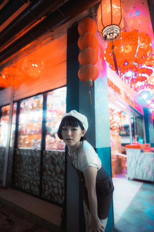 an image of a woman standing on the sidewalk