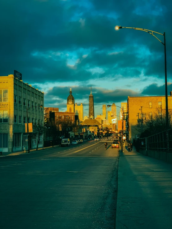 the road next to the building in the city