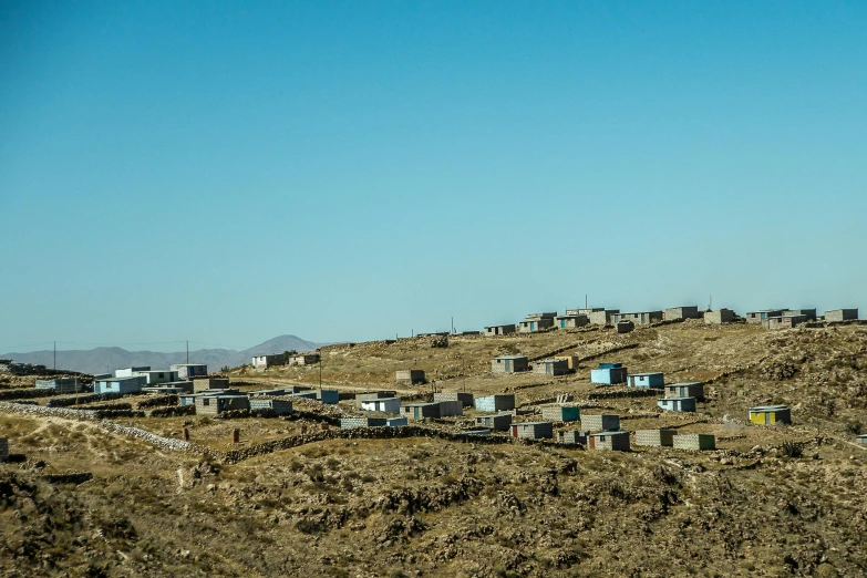 a lot of outhouses in the desert