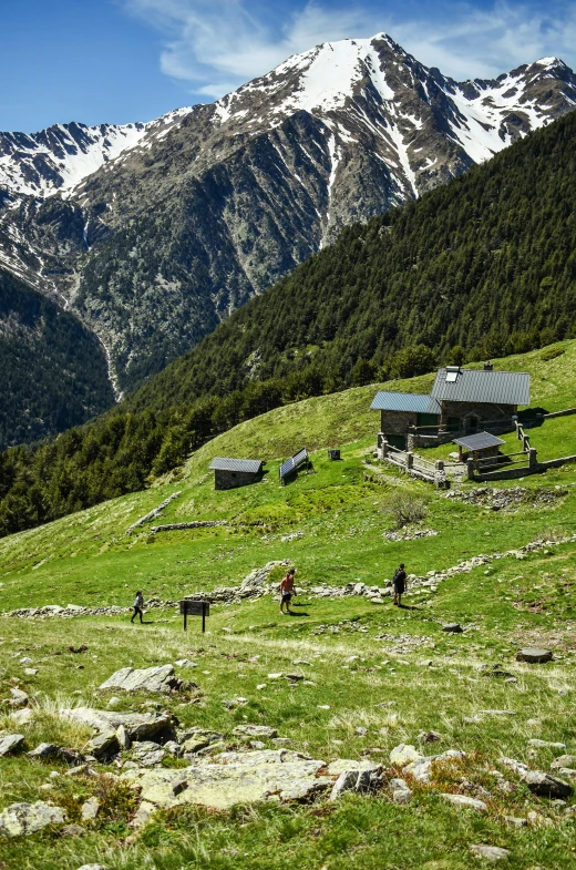 the mountains are covered in snow in a remote area