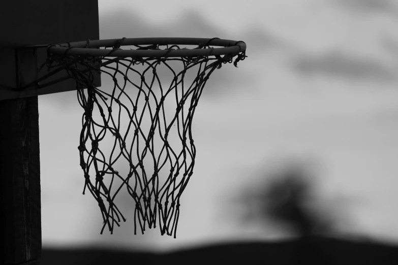 a black and white po of a basketball hoop