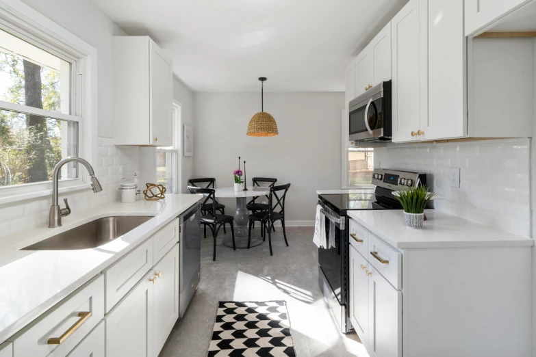 a long kitchen with lots of counter space