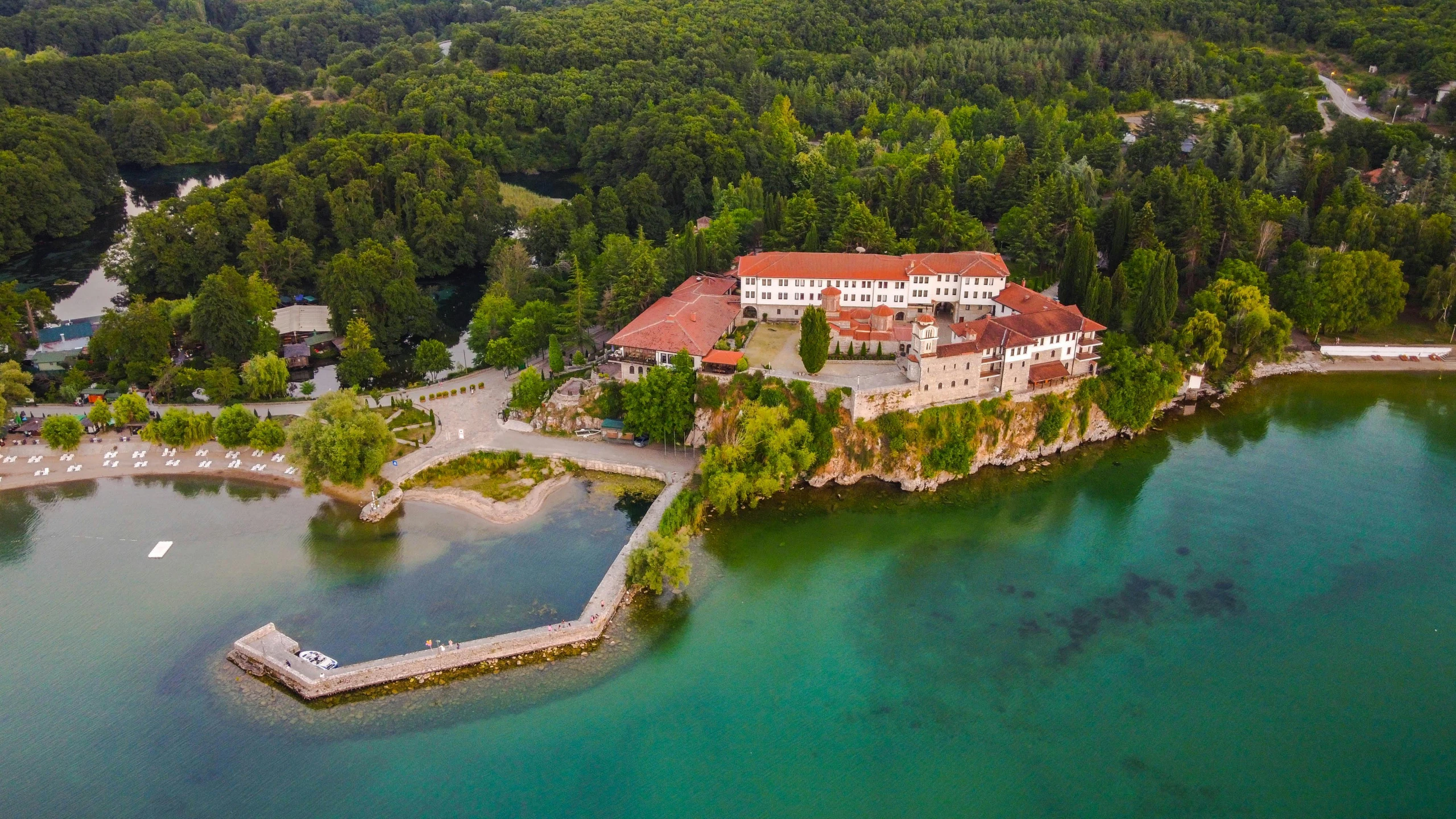 an aerial s of the house sitting on an island