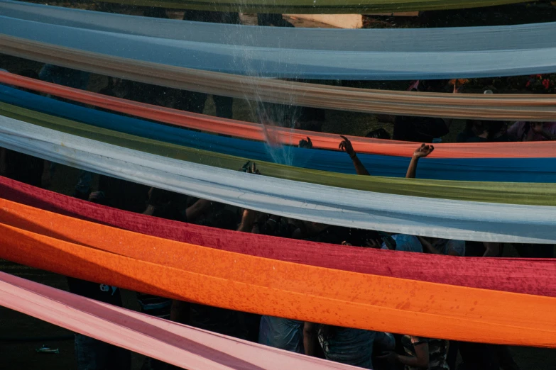 the rainbow colored cloth is used to hang from the roof