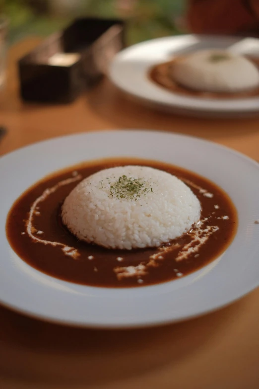 small plate with some food on it on a table