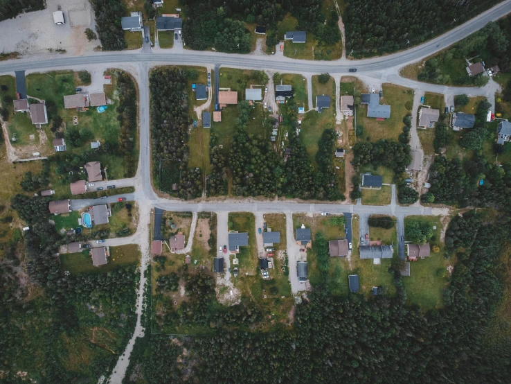 this is an aerial view of the neighborhood of a village