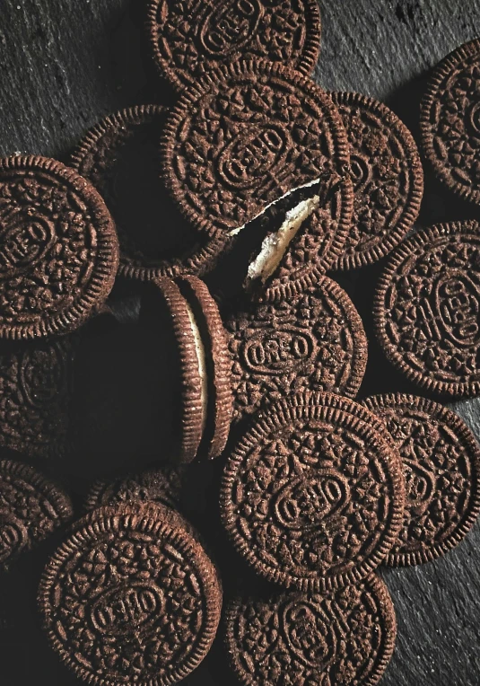 a close up of chocolate cookies cut in pieces