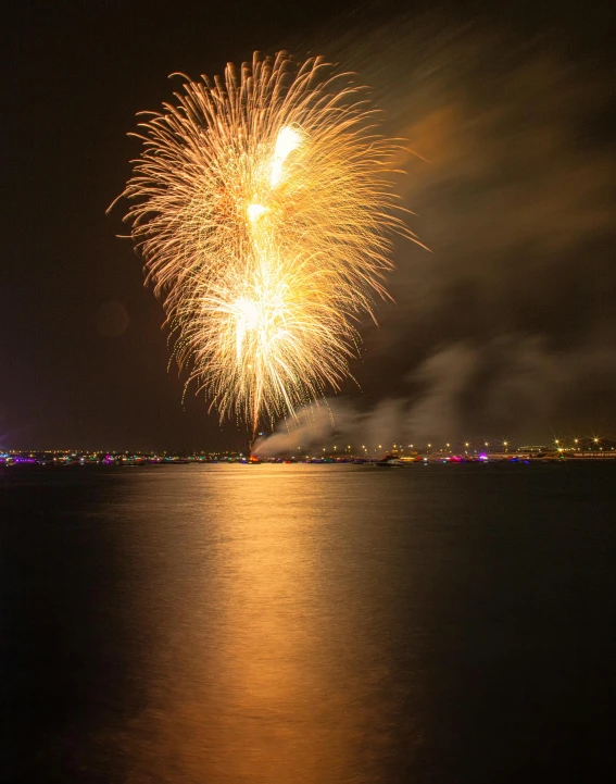 a very pretty firework by the water