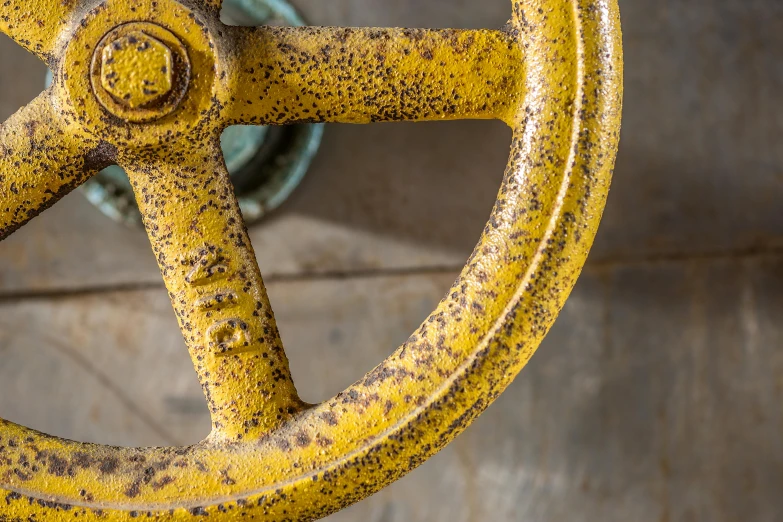 the steering wheel of a boat or boat is made of metal