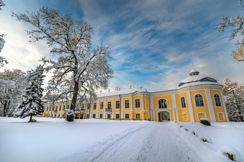 an image of a large building in the snow