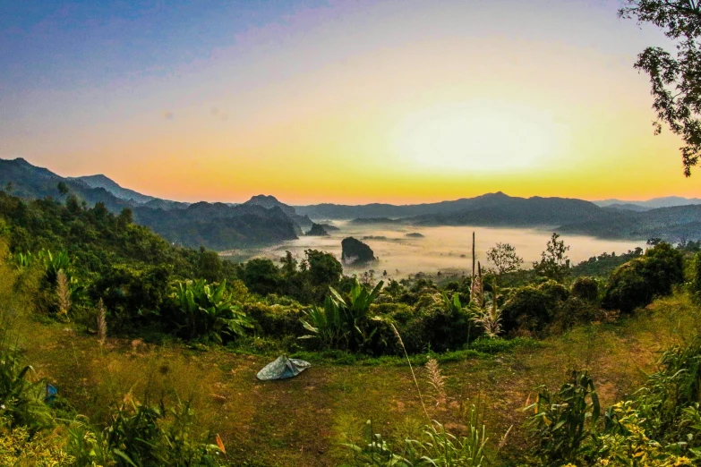 a very scenic scene with a lot of fog