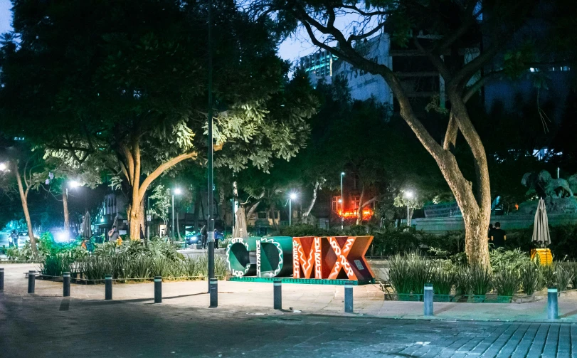 large letters are on the side of a city street