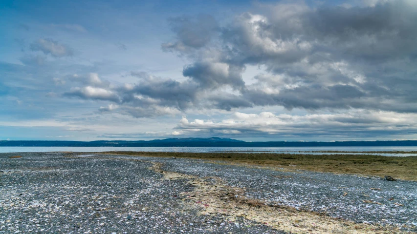 the landscape of an open area with cloudy skies