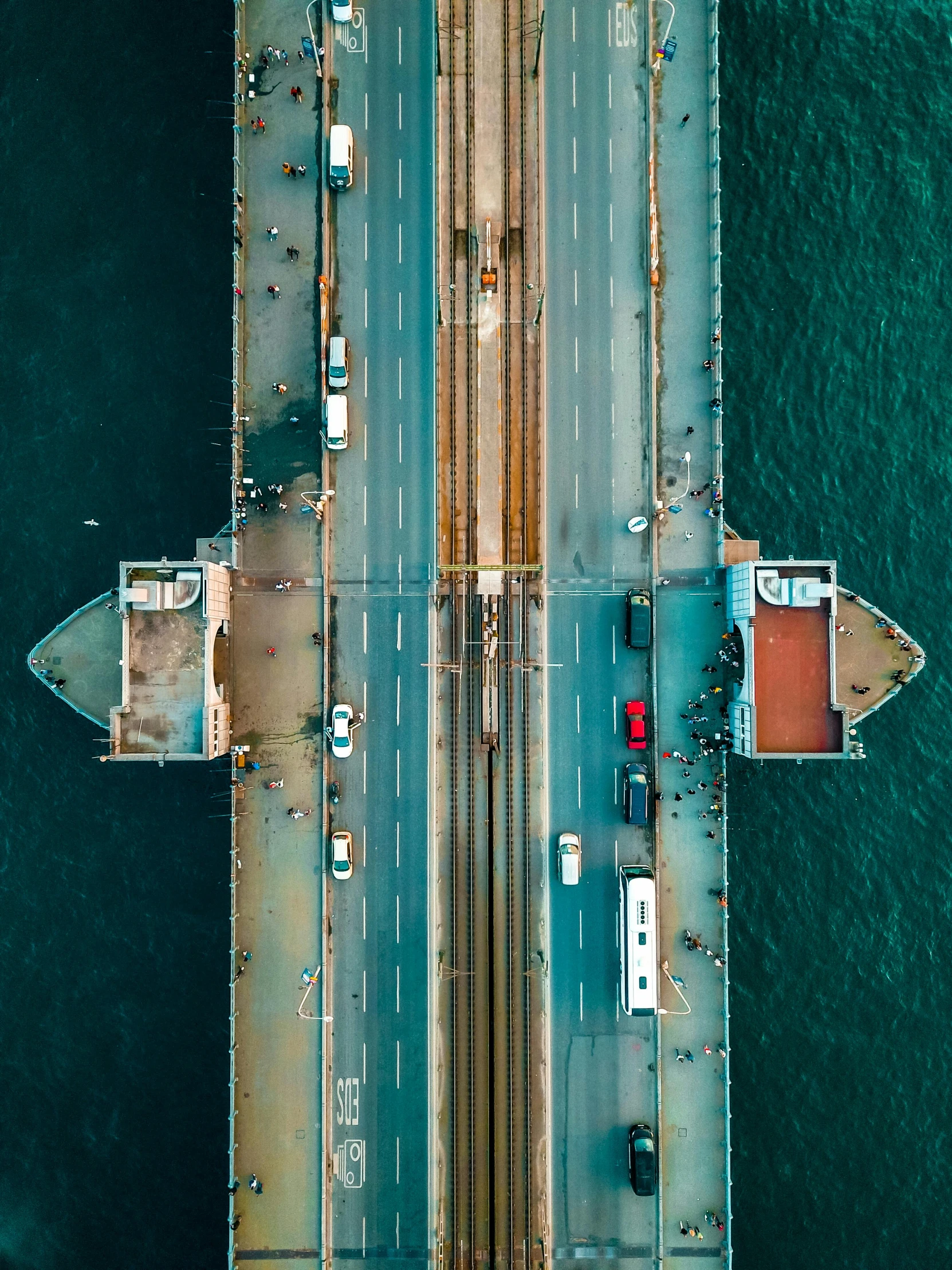 an aerial view of a busy city road