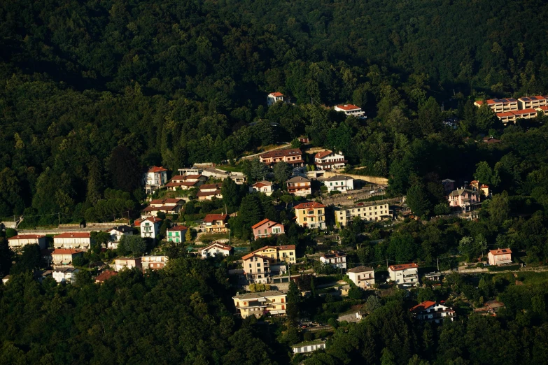 houses sit on the side of a mountain slope