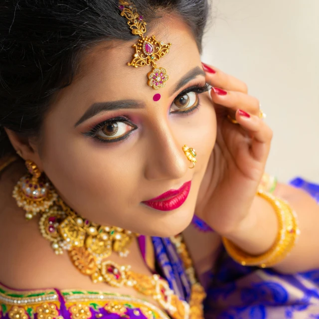 beautiful young woman dressed in traditional indian garb