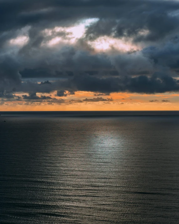 view of calm ocean on the horizon during a beautiful sunset