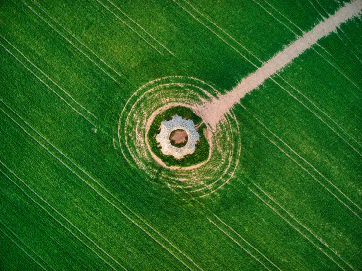 an aerial view shows the shadow of a baseball diamond, where baseball players have seen it