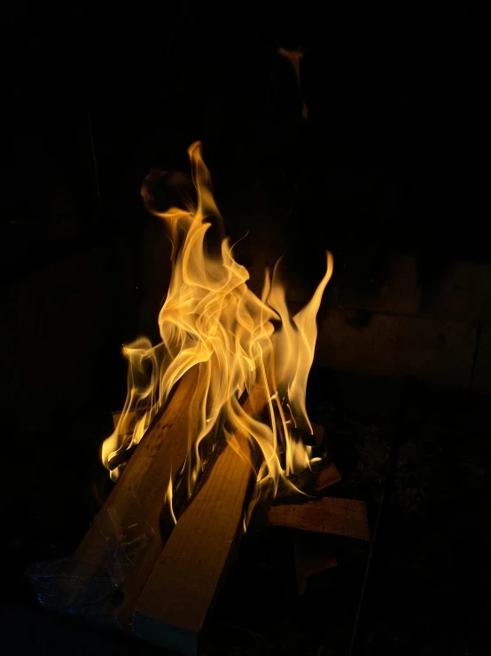 a bright flame is shown in the dark