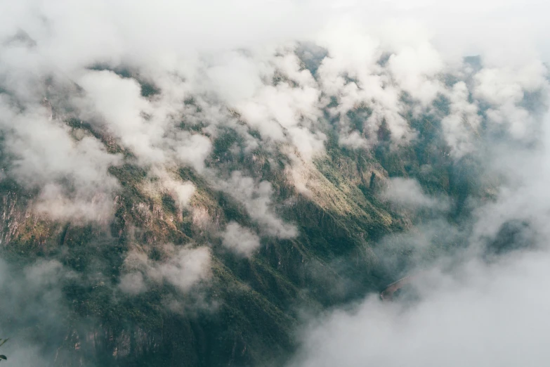 some trees and clouds are on a hill