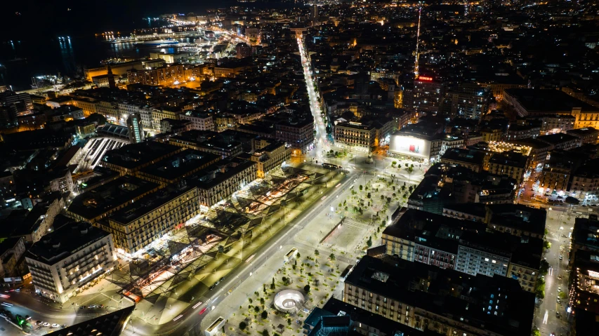 a aerial po of an urban city at night