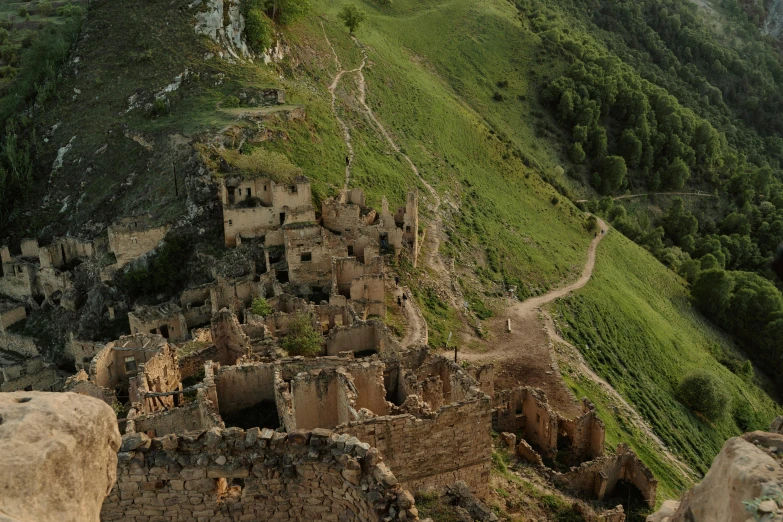 an old village is perched on a mountain top