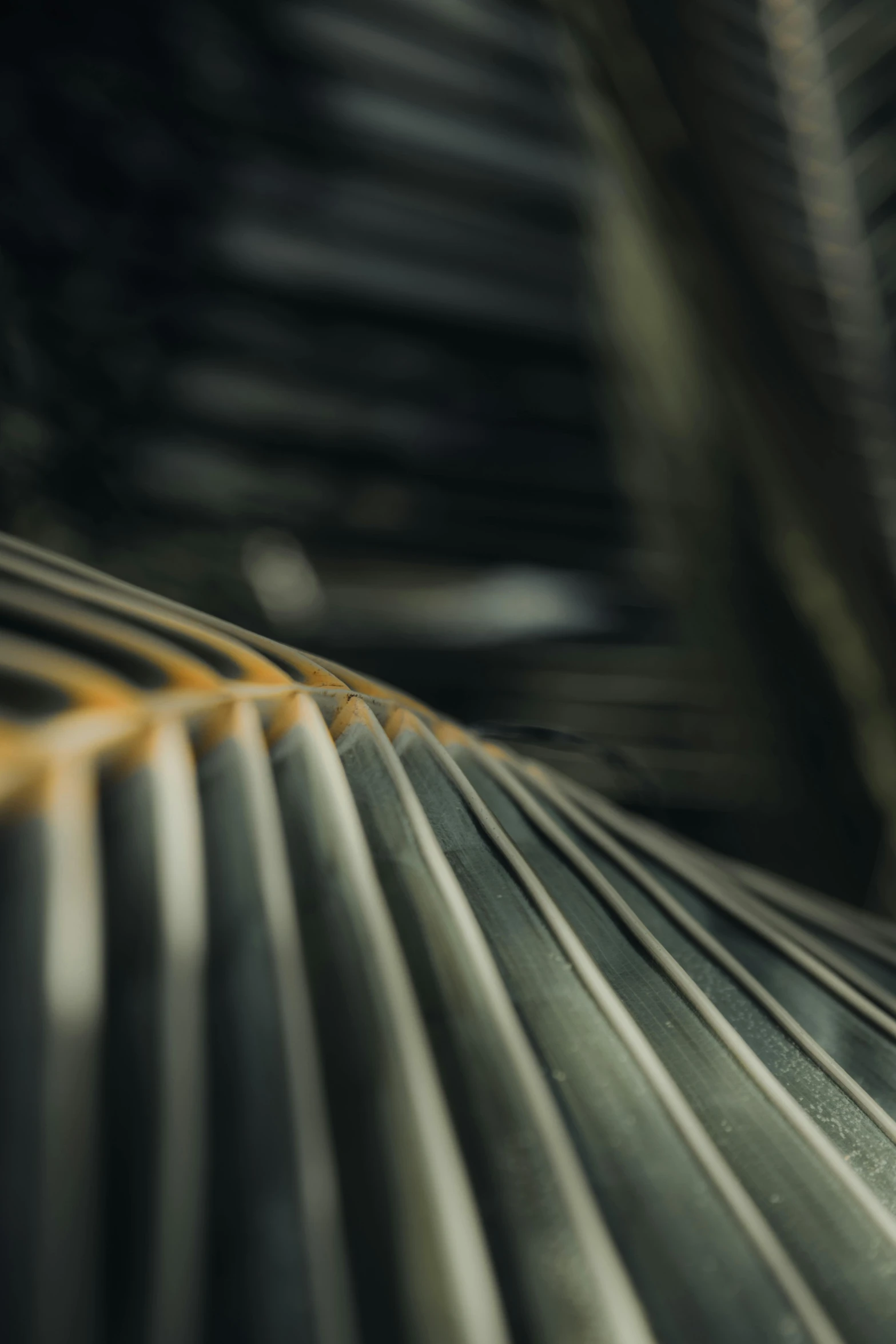 several strips of metal on the inside of an umbrella