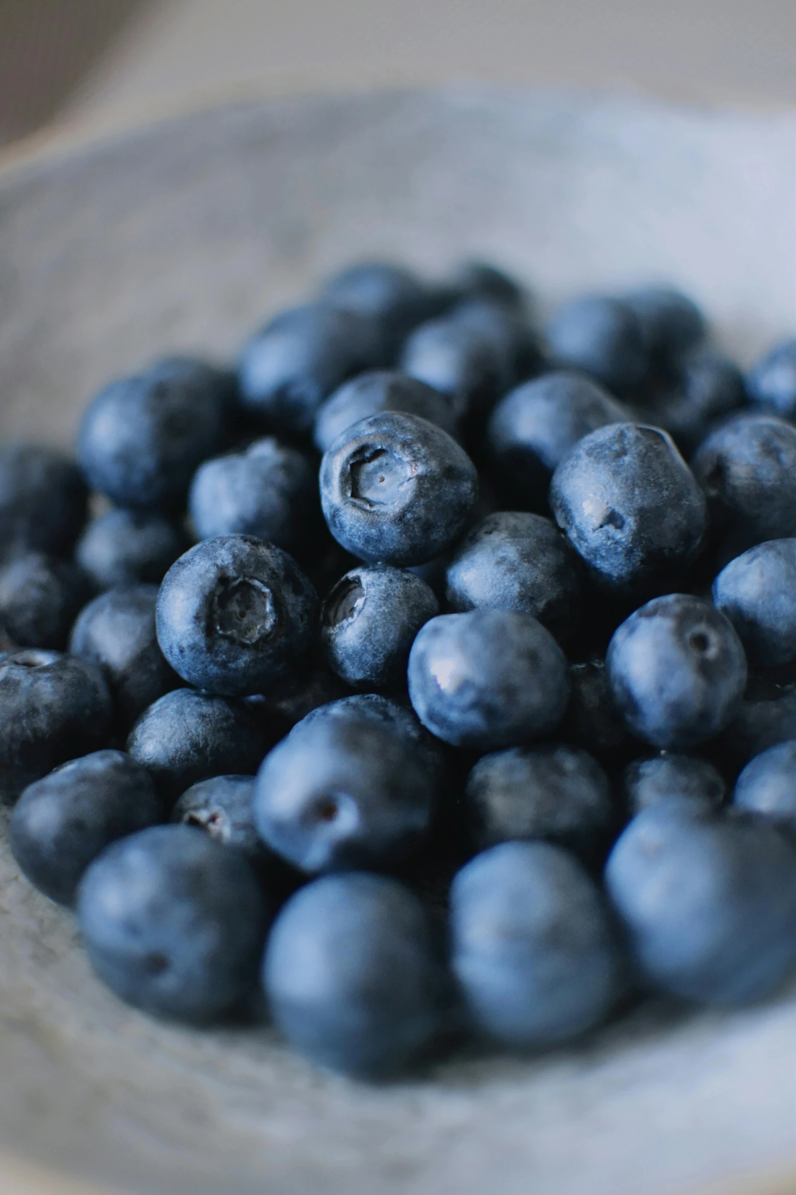 this is a white bowl filled with blueberries