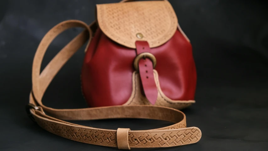 a leather backpack with a strap