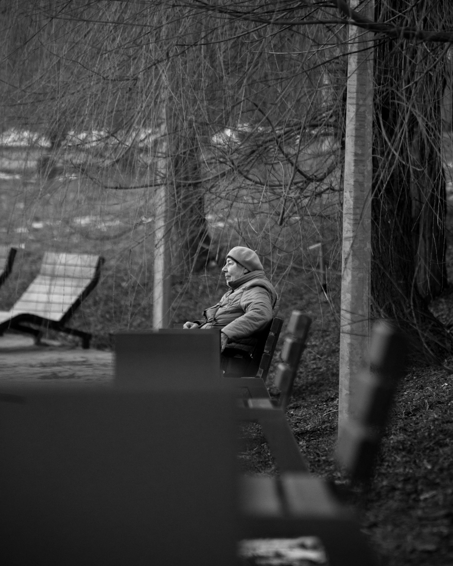 a man that is sitting on a park bench