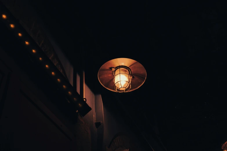a close up of a lamp inside a building