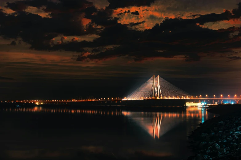 a large bridge sitting over a large body of water