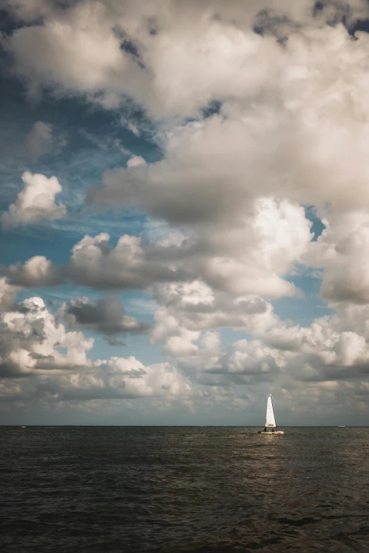 an island surrounded by the ocean with a sail boat