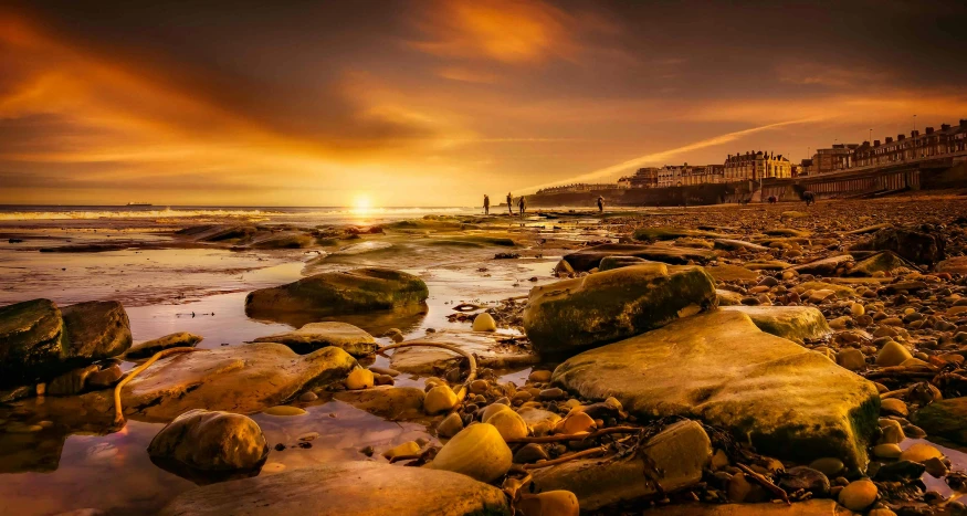 an image of the beach in sunset time