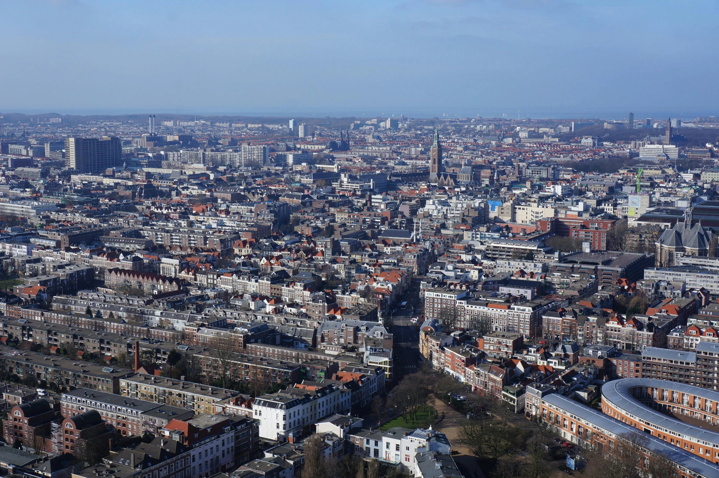 a city is shown from the top of a skyscr