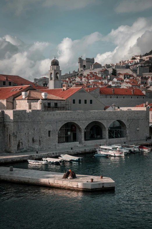 the buildings are built into the hillside side