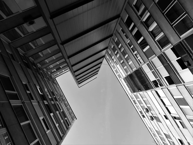 a view of buildings with different windows from each window