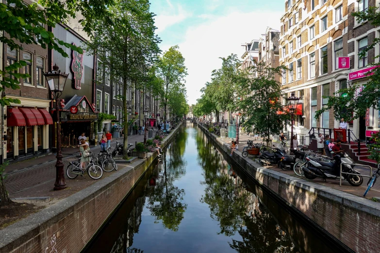 small canals that go through an urban area