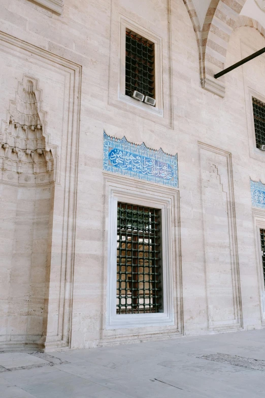 a large building with two windows inside of it