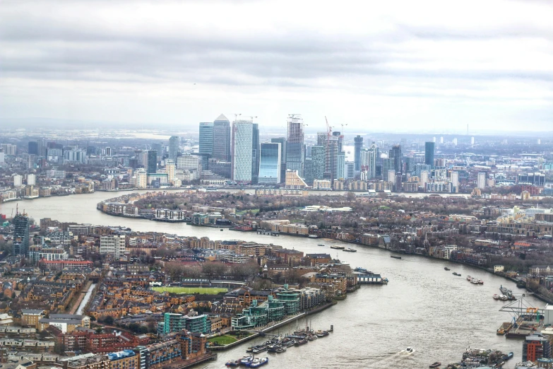 the view from above of a city from above