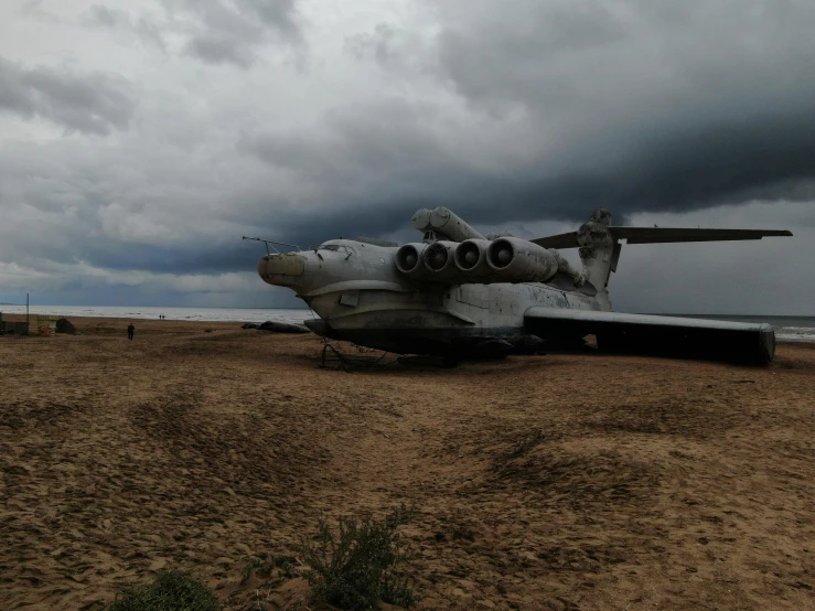 this is an airplane laying in the middle of a beach