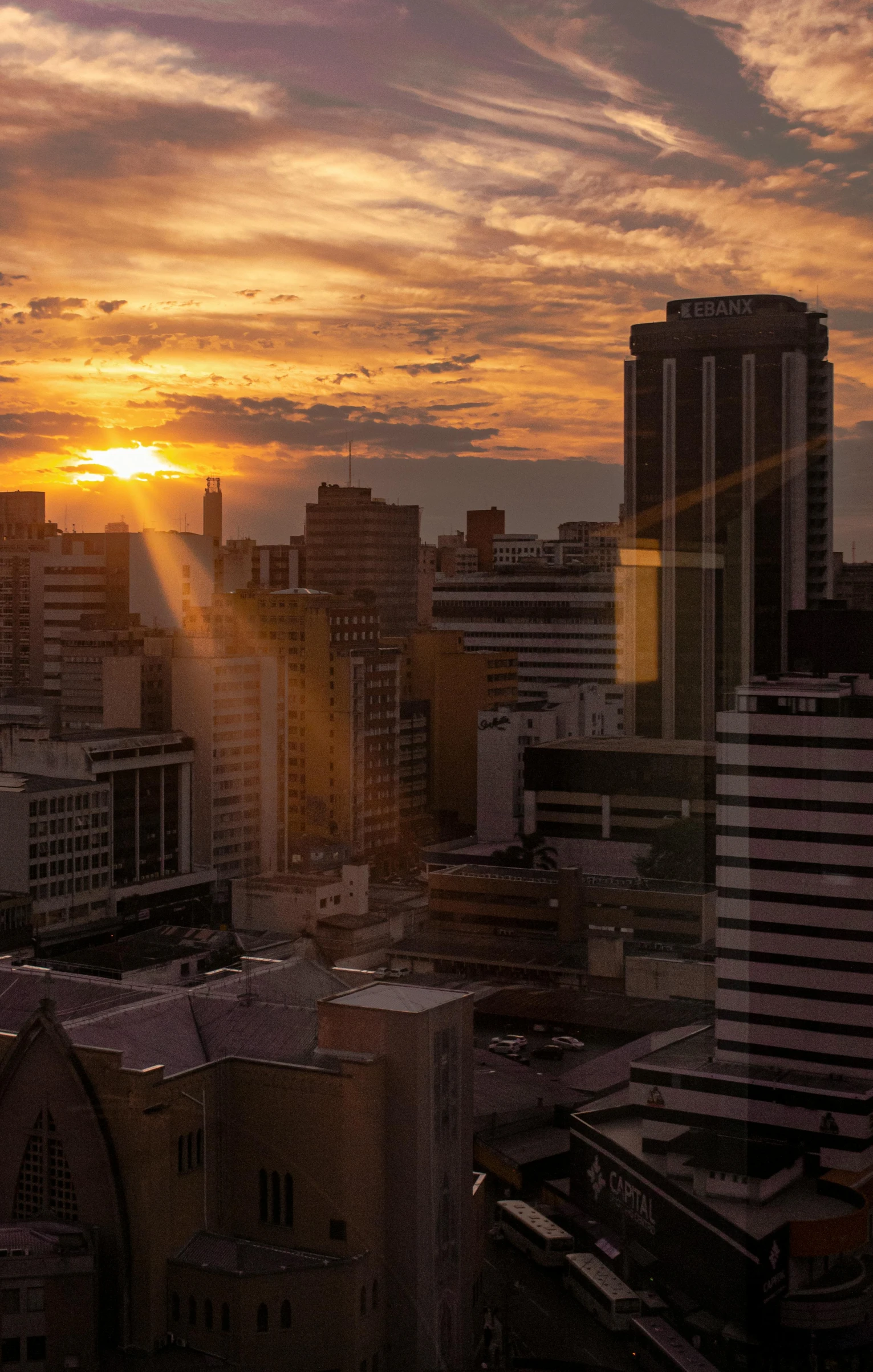 a sunrise s out of an office building in tokyo