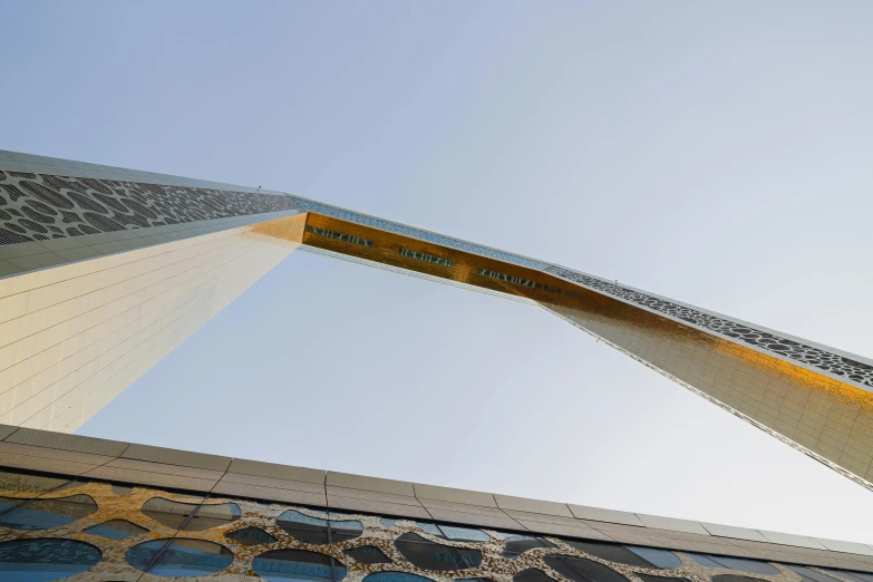 an abstract view from below of a large architectural structure