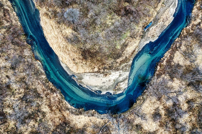 a small river and an inlet surrounded by land