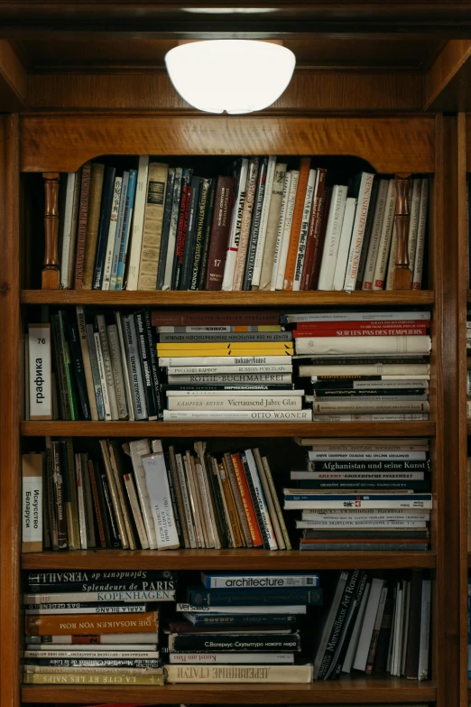 a bookshelf full of various kinds of books