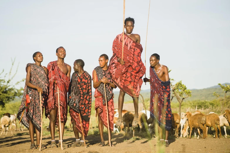 the people stand in a line together