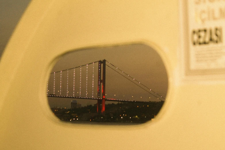 a view of the bay bridge from the side of the bus