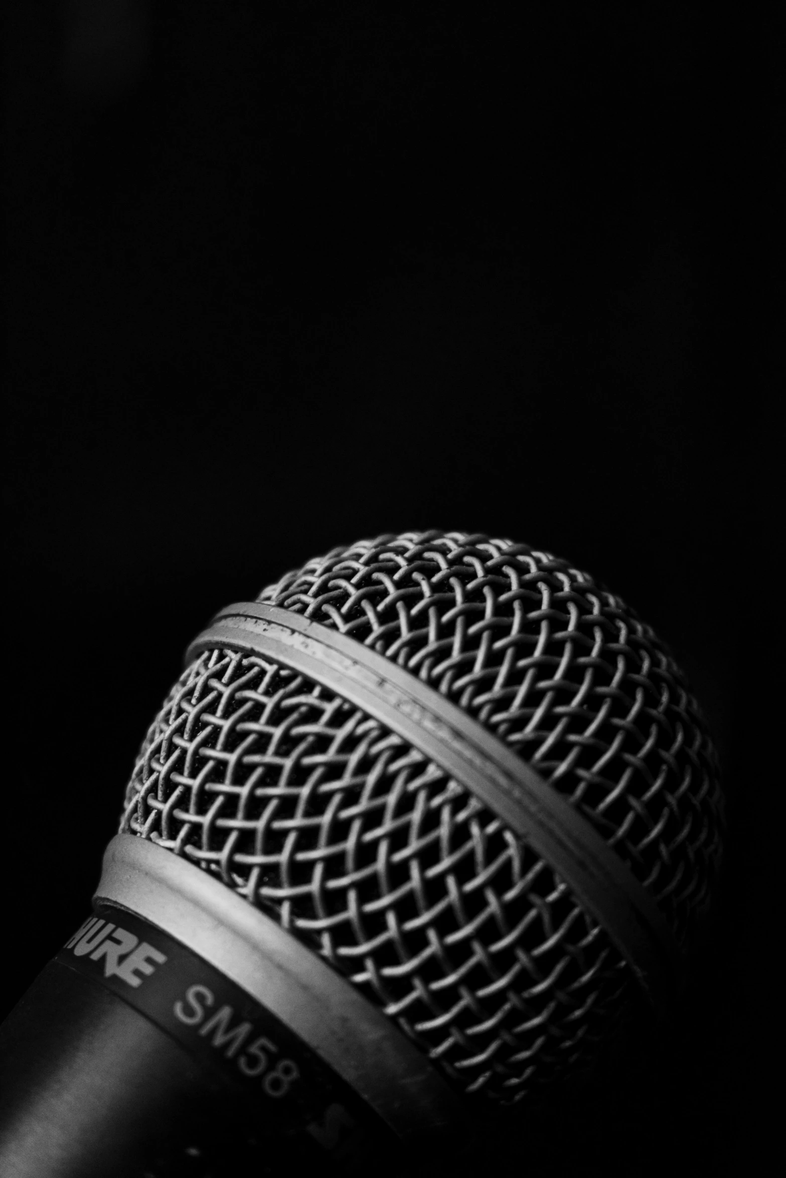 a black and white po of a microphone