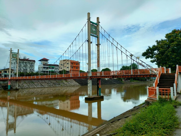 a bridge is opened and going across the water