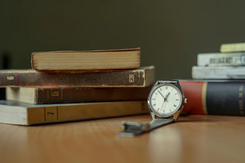 the watch is sitting on top of the table